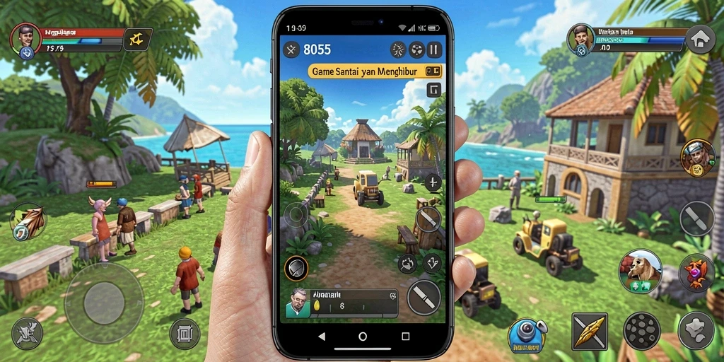 Tampilan gameplay penuh warna dari 8055 yang seru dan menghibur.
