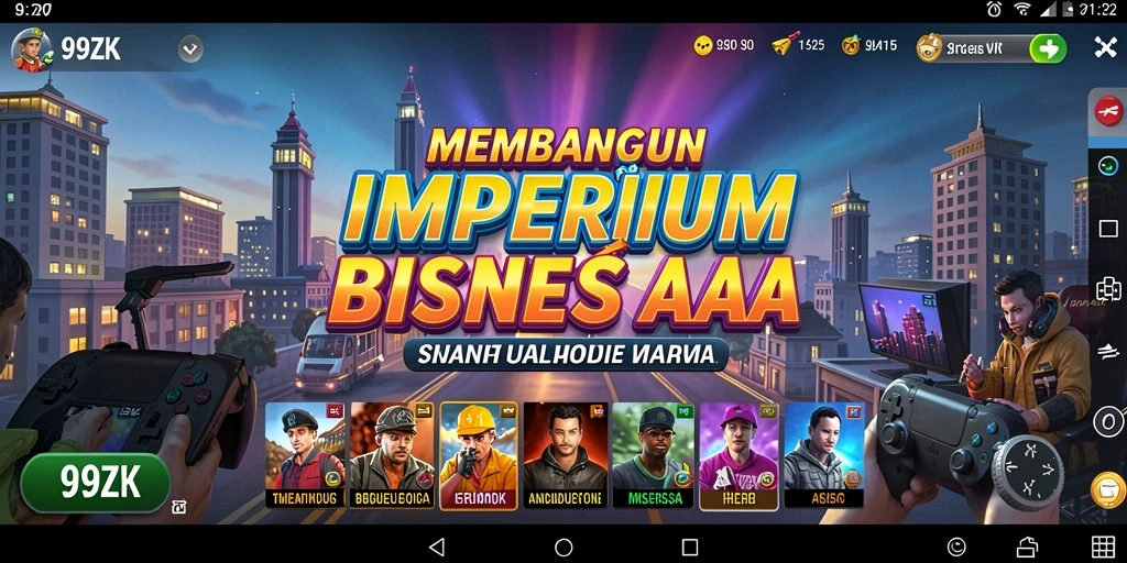 Tampilan gameplay 99ZK dengan berbagai elemen Tycoon yang menarik.