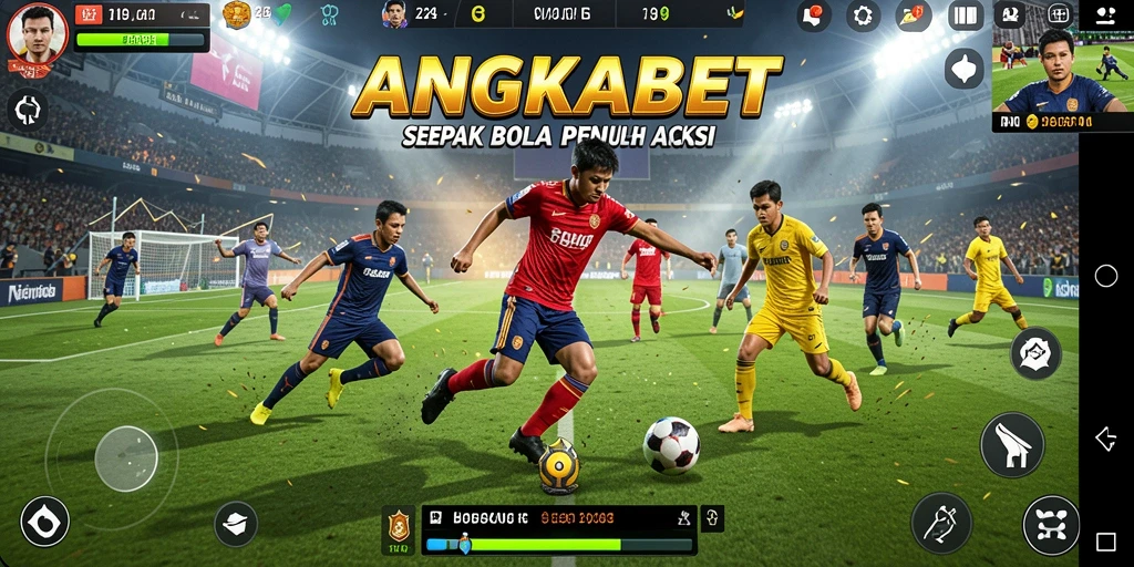 Gameplay seru di ANGKABET dengan aksi sepak bola mendebarkan.