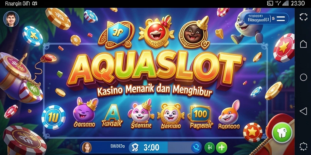 Screenshot menampilkan gameplay seru dari AQUASLOT dengan banyak pilihan mesin slot.
