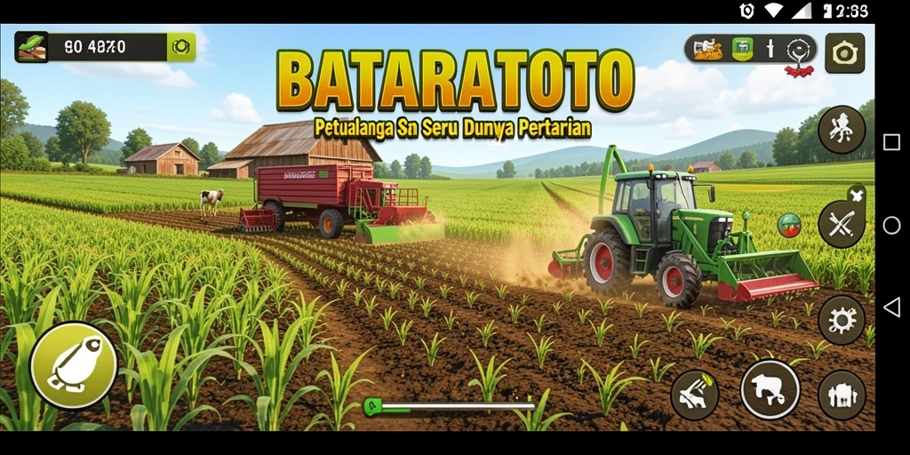 Tampilan gameplay menarik dari BATARATOTO yang memperlihatkan pertanian yang berkembang.