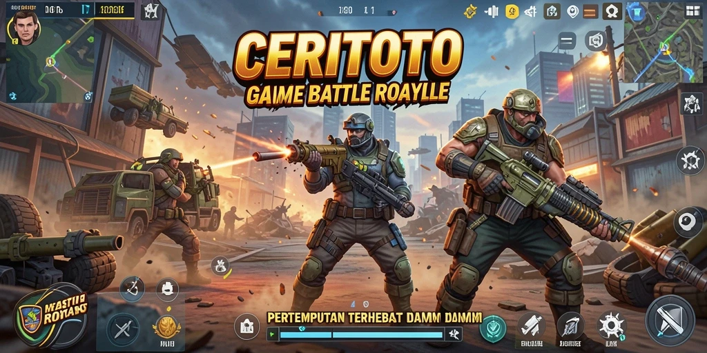 Tangkapan layar menampilkan pertempuran seru dalam game Battle Royale CERITOTO.
