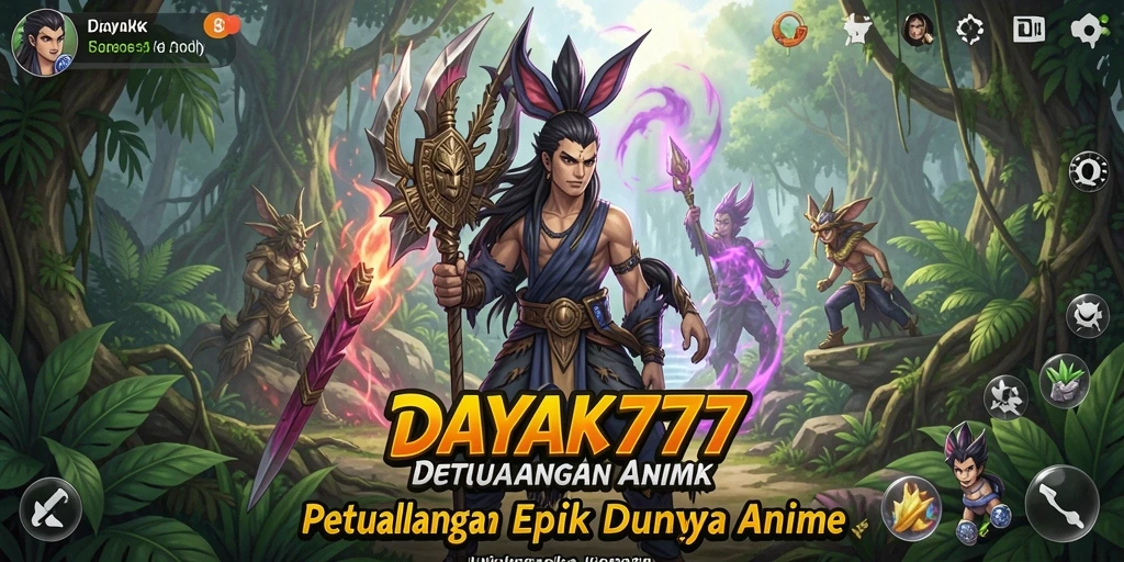 Tampilan layar permainan DAYAK777 yang menampilkan karakter anime yang beraksi.