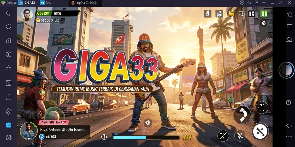 Screenshot GIGA33 menampilkan gameplay mendebarkan dengan musik.