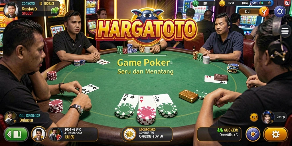 Tampilan gameplay Poker HARGATOTO yang seru dan menantang.