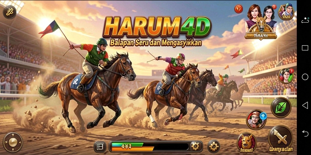 Tampilan seru dari gameplay balapan HARUM4D yang mendebarkan.