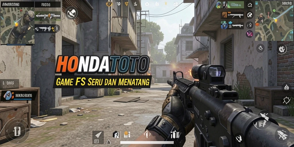 Screenshot HONDATOTO menampilkan aksi penuh ketegangan di battlefield FPS.