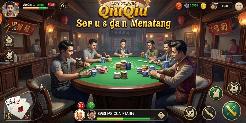 Tampilan gameplay seru dari JAKARTAWIN saat bermain QiuQiu.