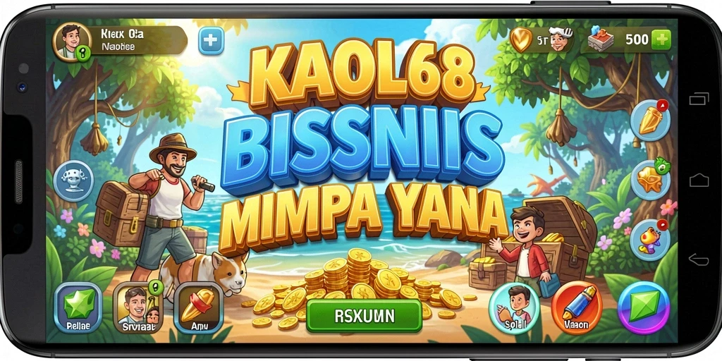Tampilan gameplay KAOL68 yang menampilkan manajemen bisnis yang seru.