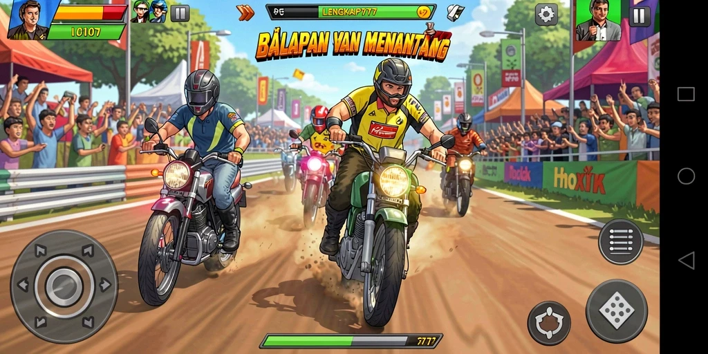 Gameplay LENGKAP777 yang seru dengan berbagai mobil balap.