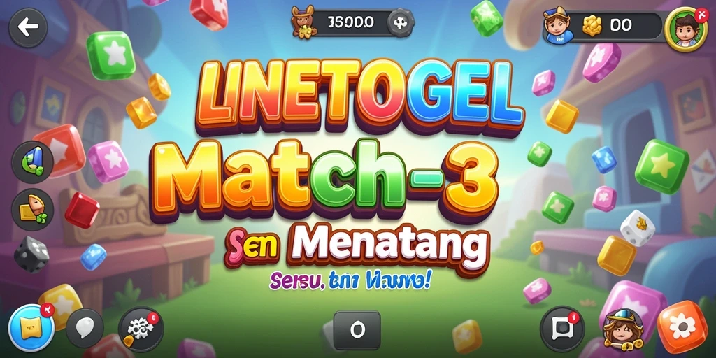Tampilan gameplay menarik dari LINETOGEL saat menyusun blok Match-3.