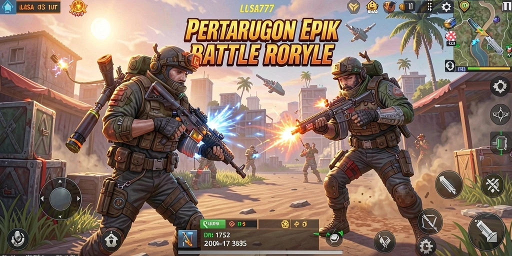 Tangkapan layar LUSA777 menampilkan aksi seru dalam pertarungan Battle Royale.