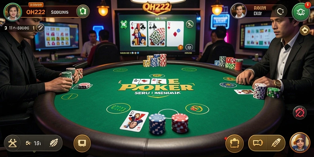 Tampilan permainan Poker yang dinamis dan menarik di OH222.