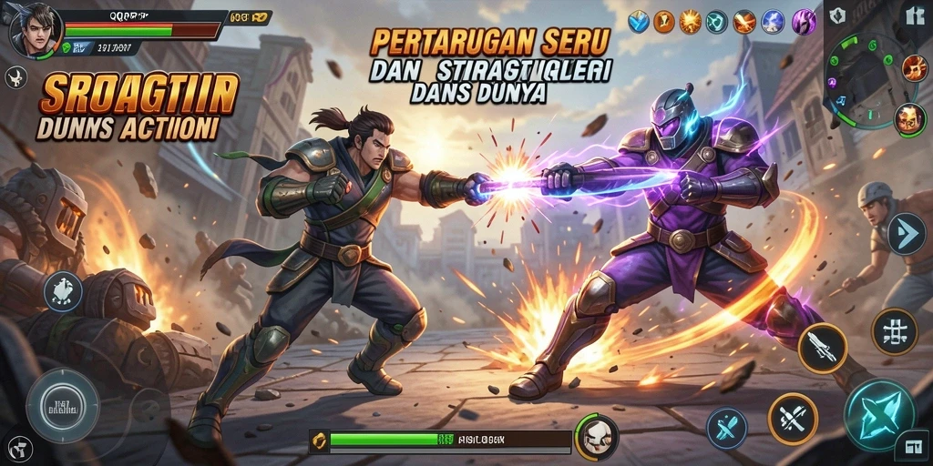 Tampilan aksi seru dalam gameplay QQRP dengan karakter yang menonjol.