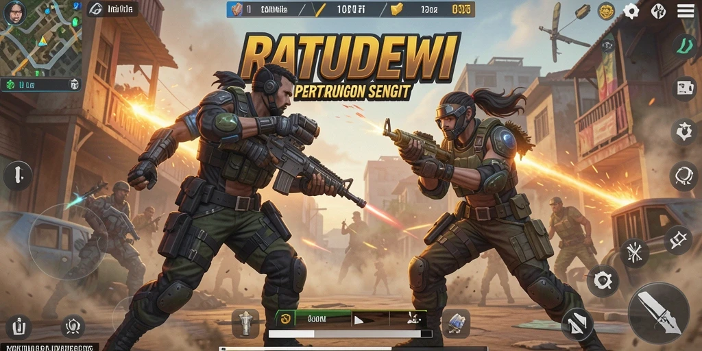 Screenshot gameplay seru di RATUDEWI, menunjukkan aksi bertarung.