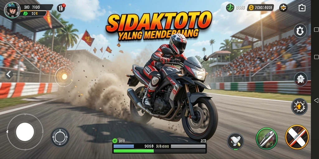 Tampilan gameplay menegangkan di lintasan balap motor.