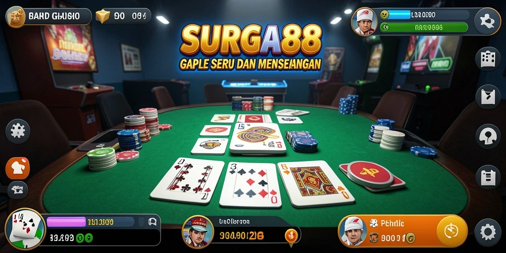 Gameplay SURGA88 yang seru dengan teman-teman dalam permainan Gaple.